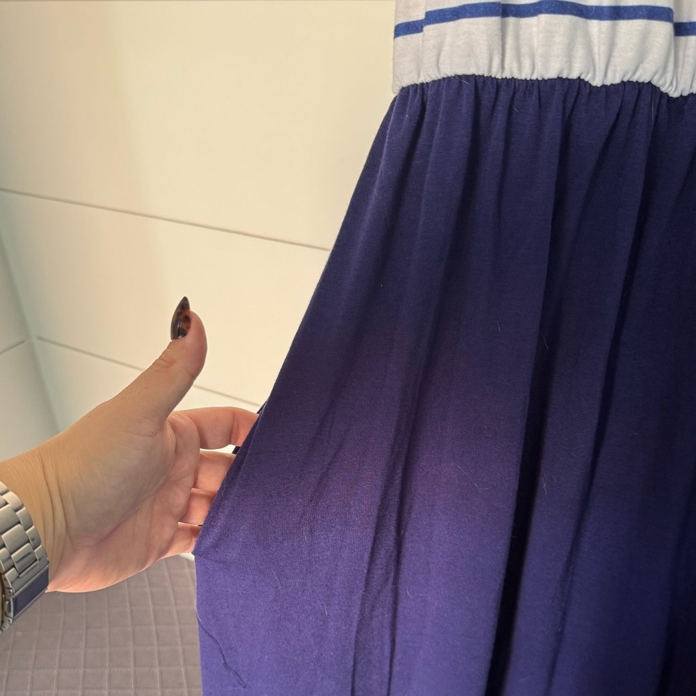 Merokeety Striped Navy and White Dress w/ Pockets, Women’s XL - Picture 4 of 5